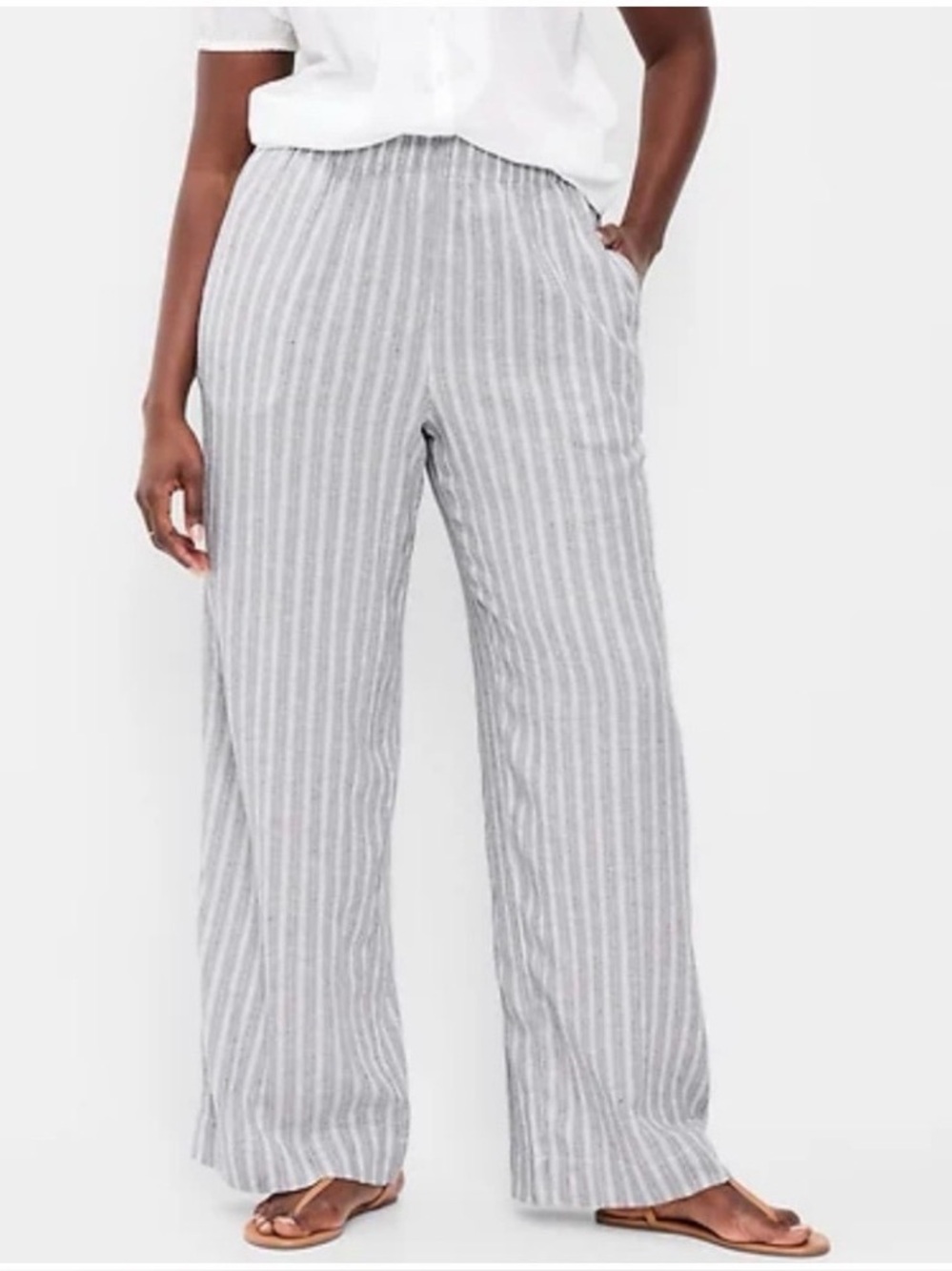 Old Navy Striped Linen Blend Wide Leg Pants Size 2X
